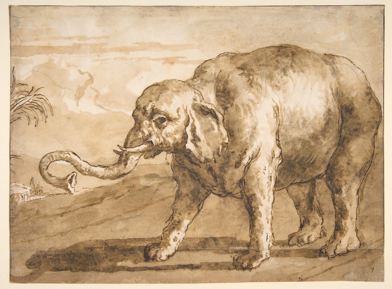 Elephant in a Landscape by Giovanni Domenico Tiepolo