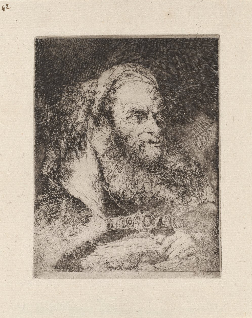 Head of an Oriental, A Book in Hand (from the Raccolta di Teste) by Giovanni Domenico Tiepolo