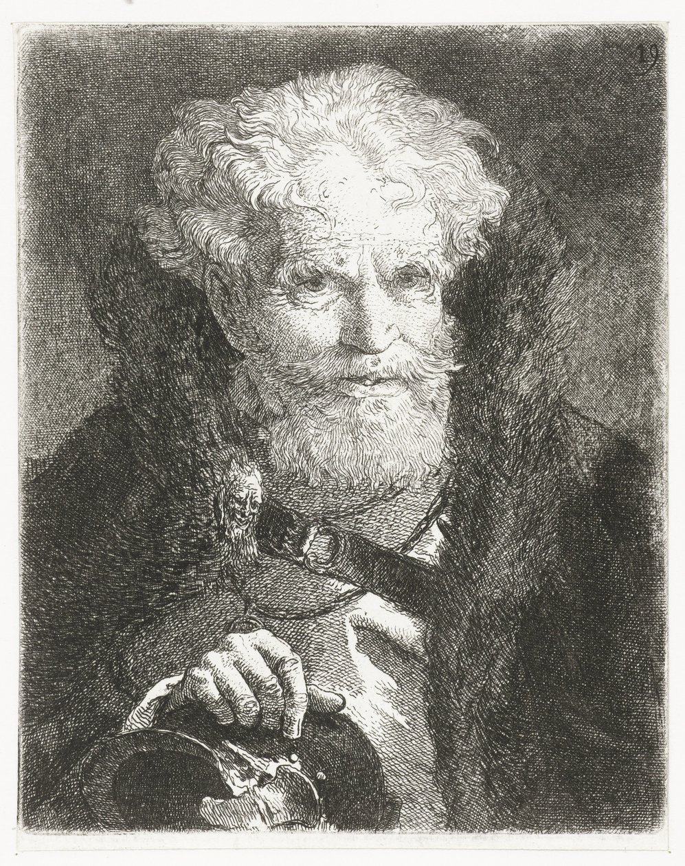 Old Man in Coat with Fur Collar and Helmet Collection of Heads (series title) Raccolta di Teste (series title) by Giovanni Domenico Tiepolo