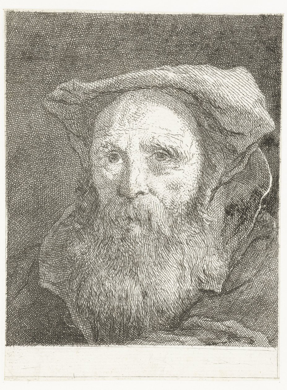 Old Man with Beard and Beret (series title: Collection of Heads) by Giovanni Domenico Tiepolo