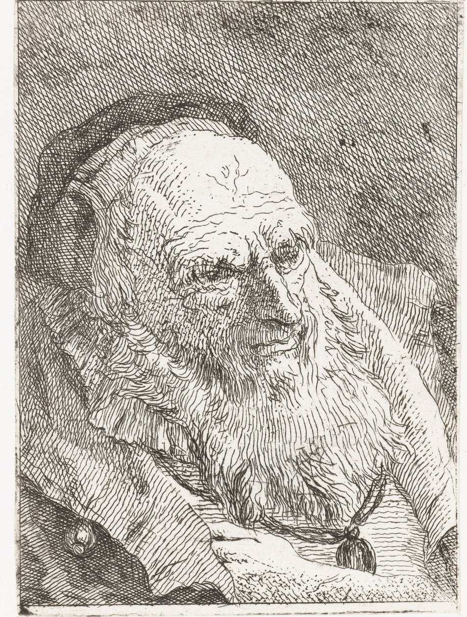 Old Man with Hand Tucked Under Cloak by Giovanni Domenico Tiepolo