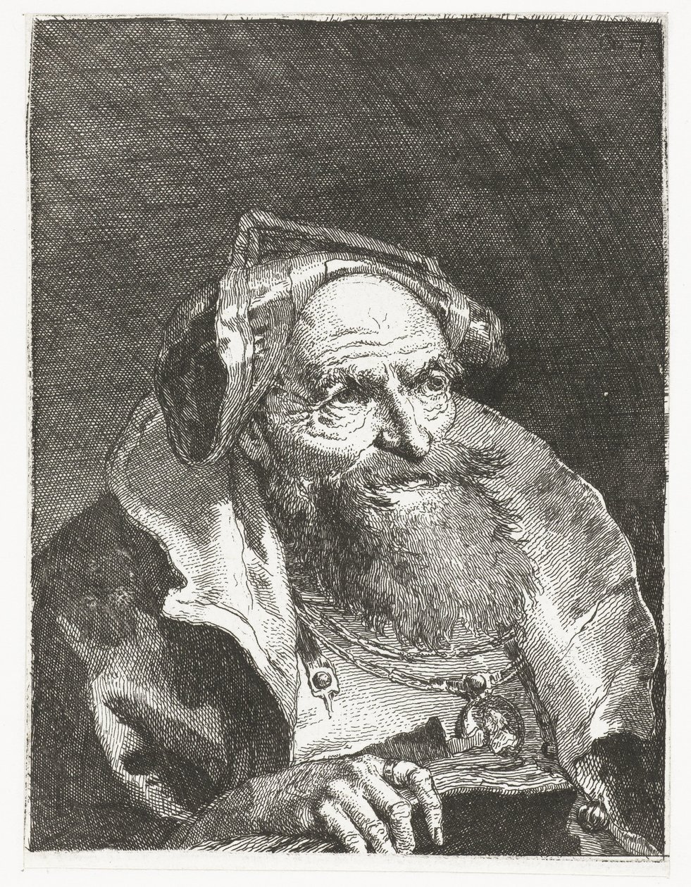 Old Man with Chain and Book (series title: Collection of Heads) by Giovanni Domenico Tiepolo