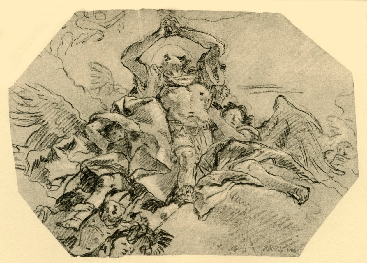 Praying Saint Surrounded by Angels by Giovanni Domenico Tiepolo