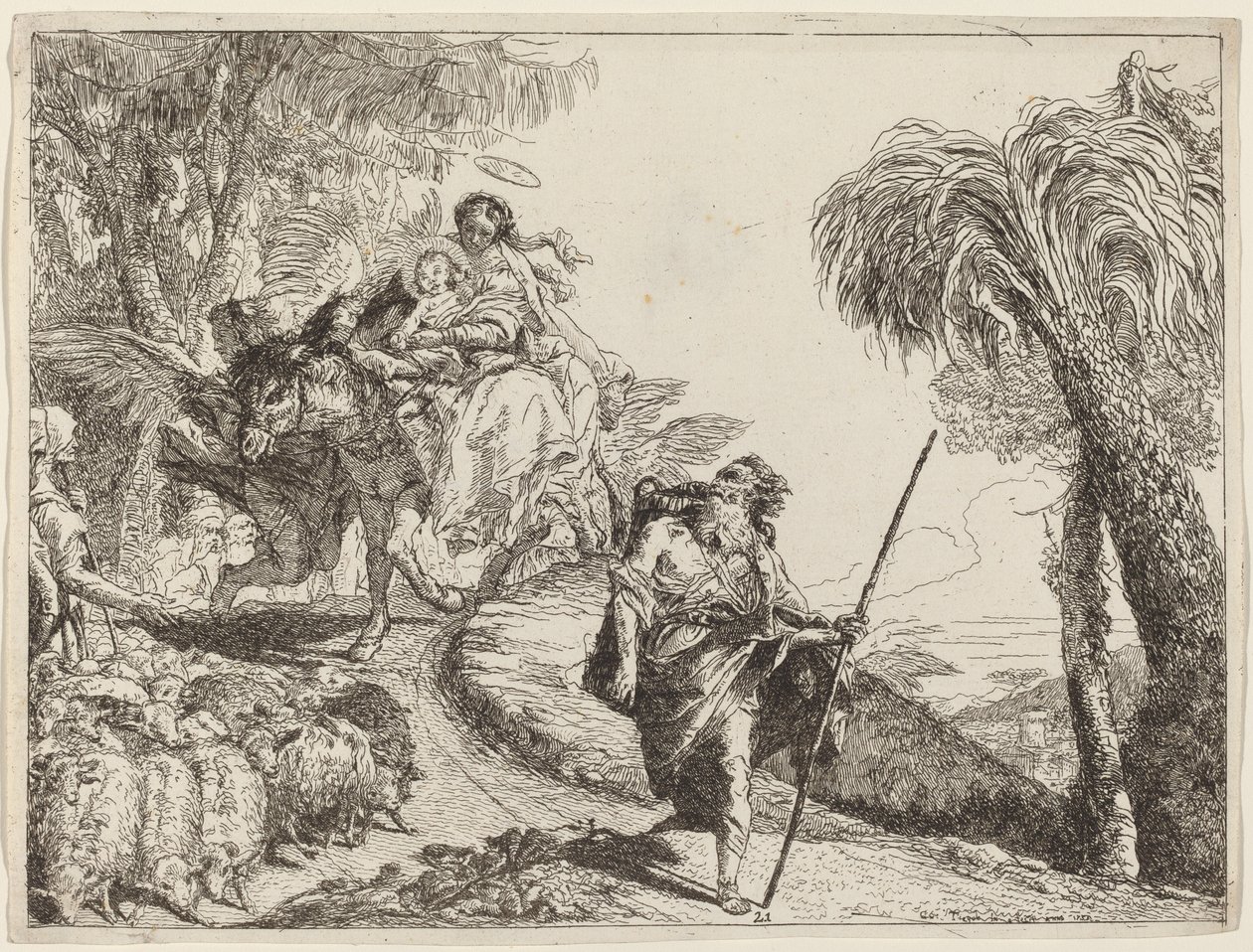 The Flight with Joseph in the Foreground by Giovanni Domenico Tiepolo