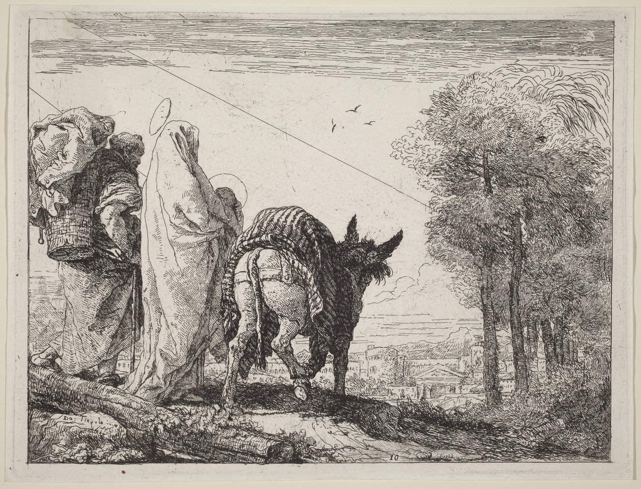 The Flight with the Holy Family at the Left by Giovanni Domenico Tiepolo