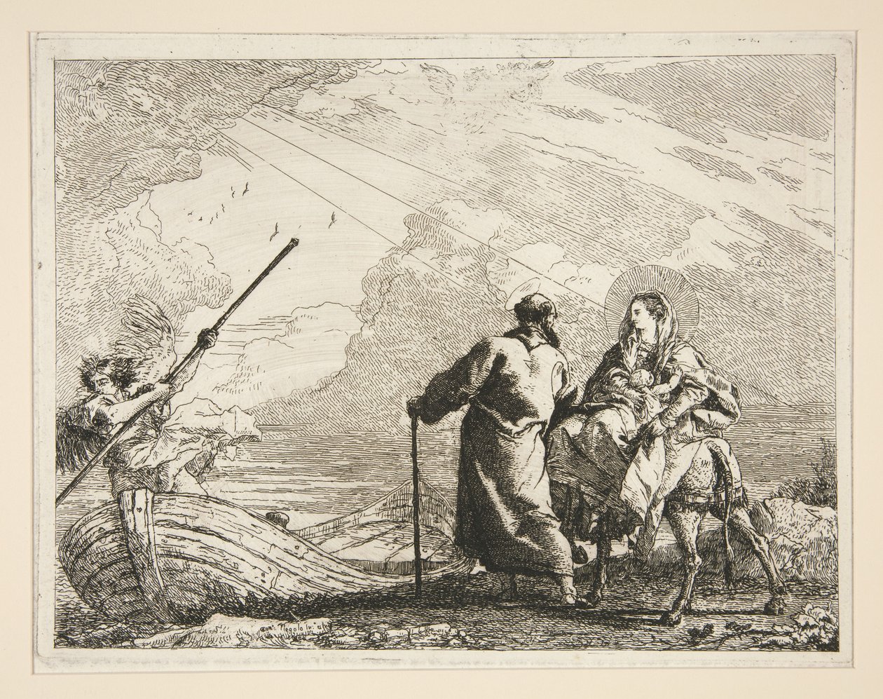 The Holy Family Arrives at the Edge of a River, from the series Picturesque Ideas on the Flight into Egypt by Giovanni Domenico Tiepolo
