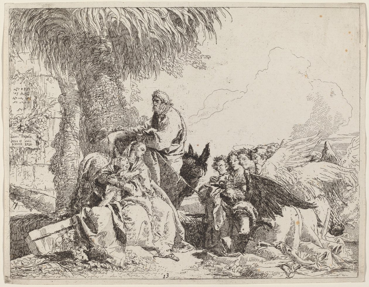 The Rest on the Flight, with Adoring Angels by Giovanni Domenico Tiepolo