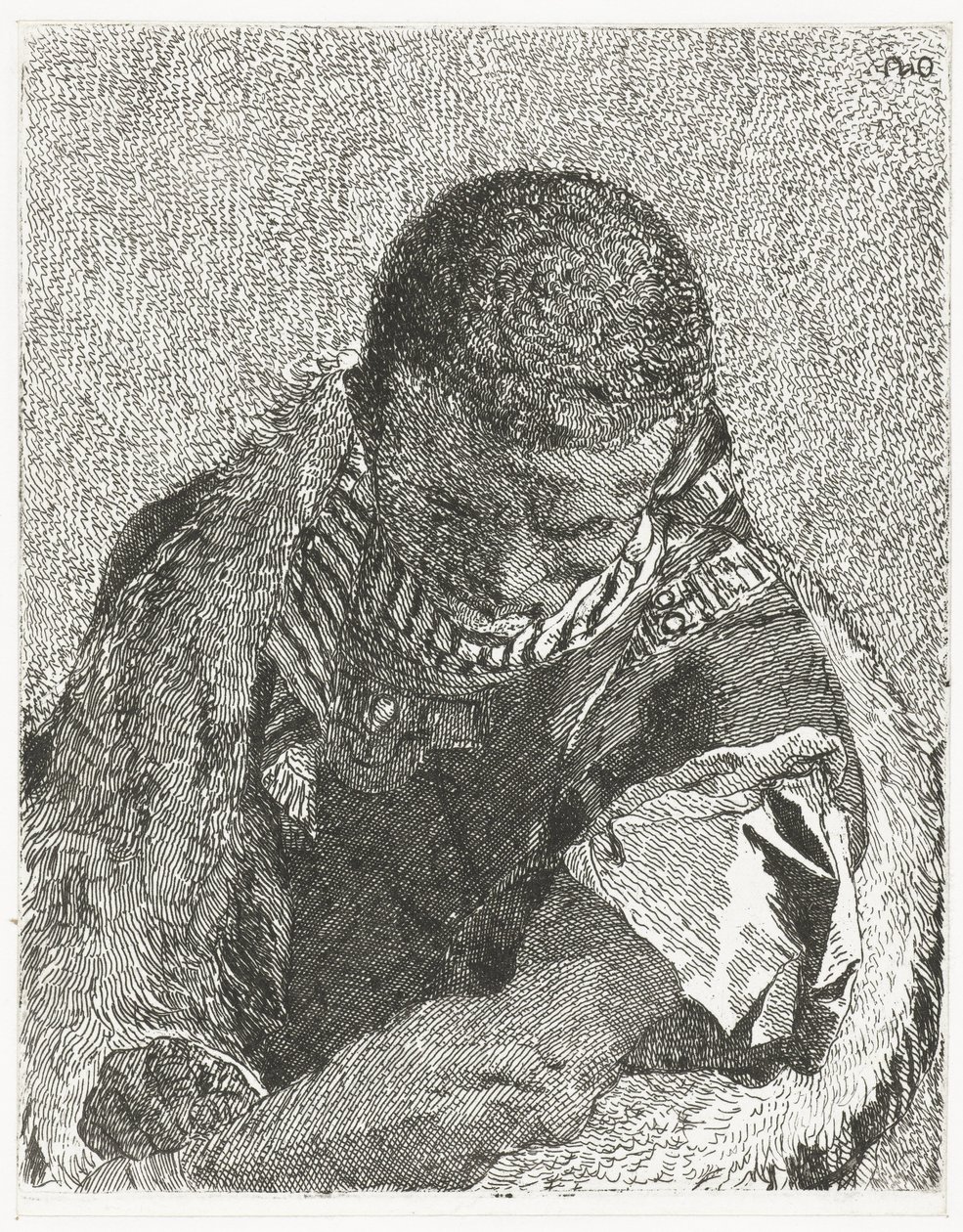 Black Boy with Bowed Head (series: Collection of Heads) by Giovanni Domenico Tiepolo