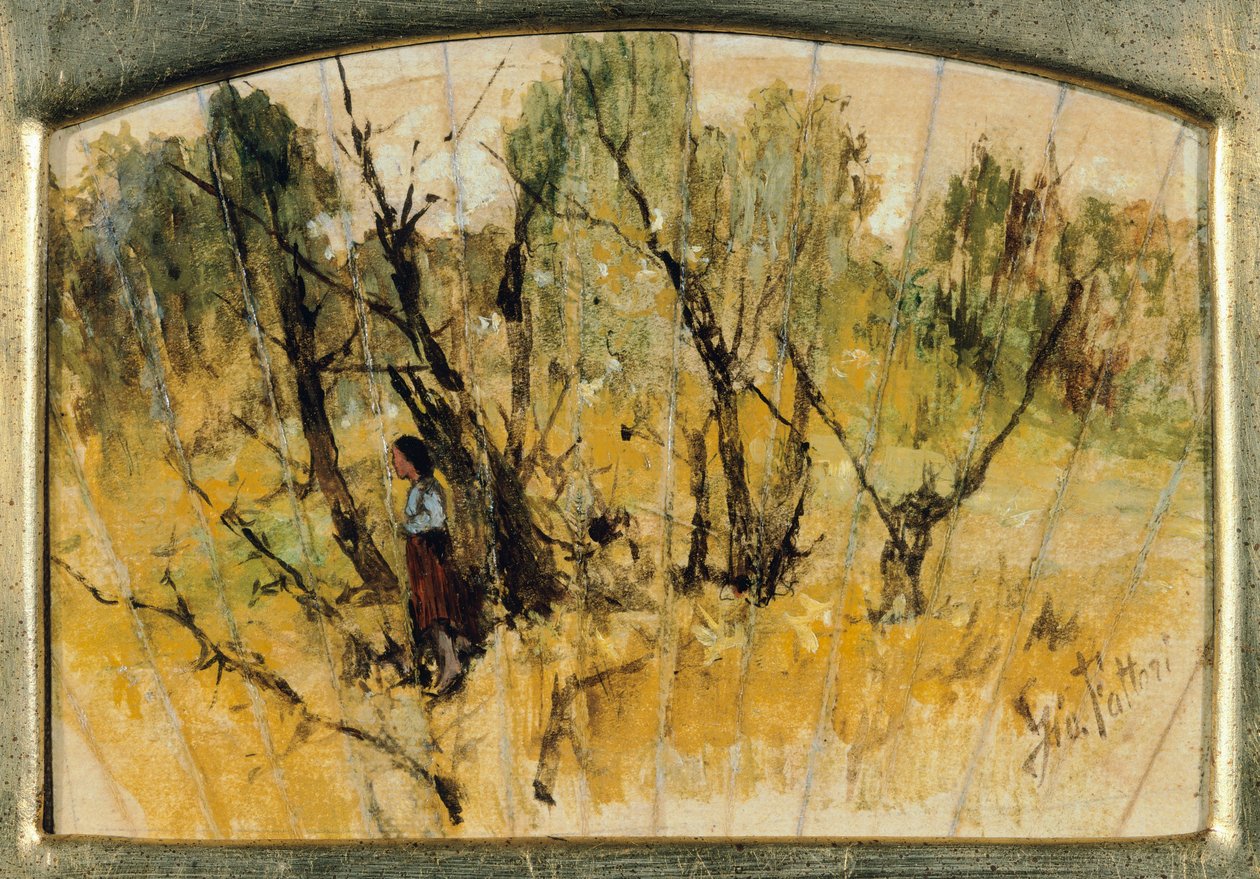 Forest with a Figure, the Study of a Fan by Giovanni Fattori