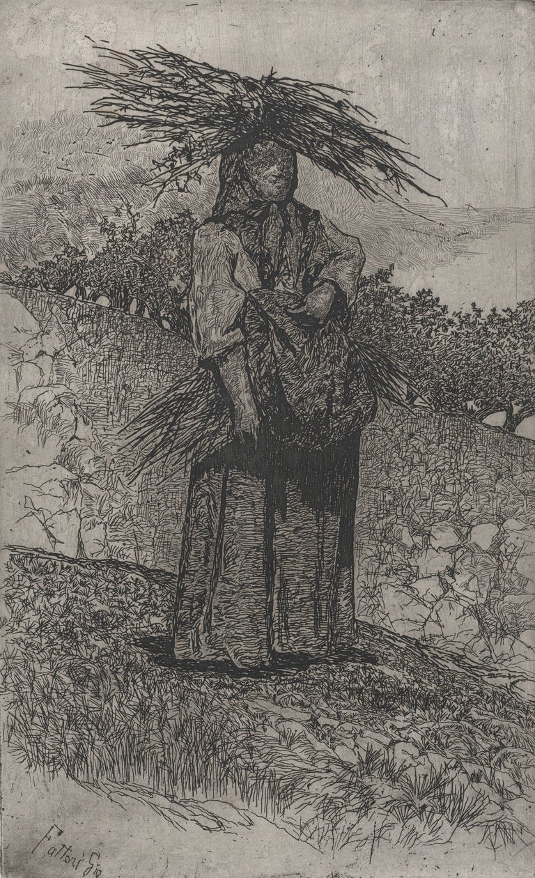 Peasant Woman Gathering Sticks by Giovanni Fattori