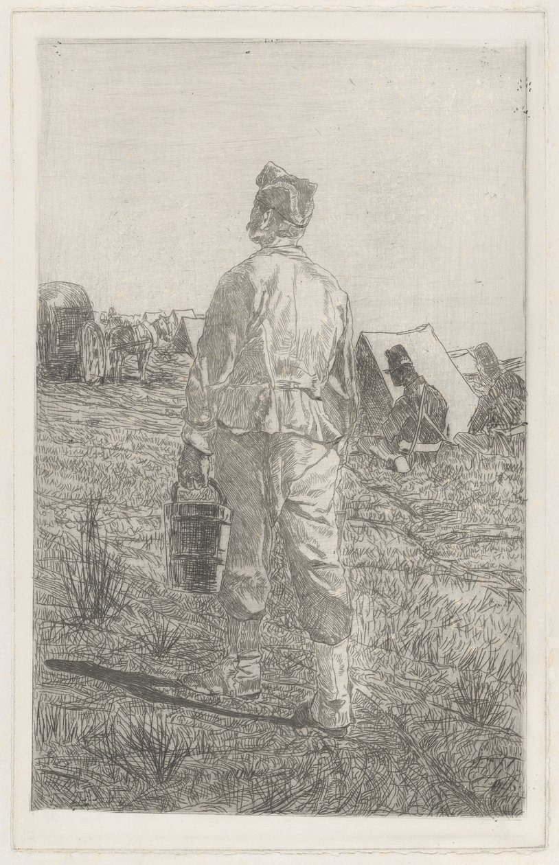 Soldier with a Pail, Seen from Behind by Giovanni Fattori