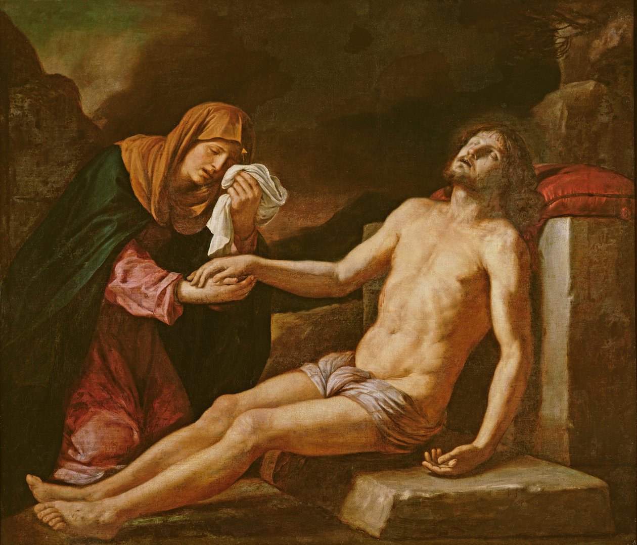 Jesus Mourned by the Virgin by Giovanni Francesco Barbieri