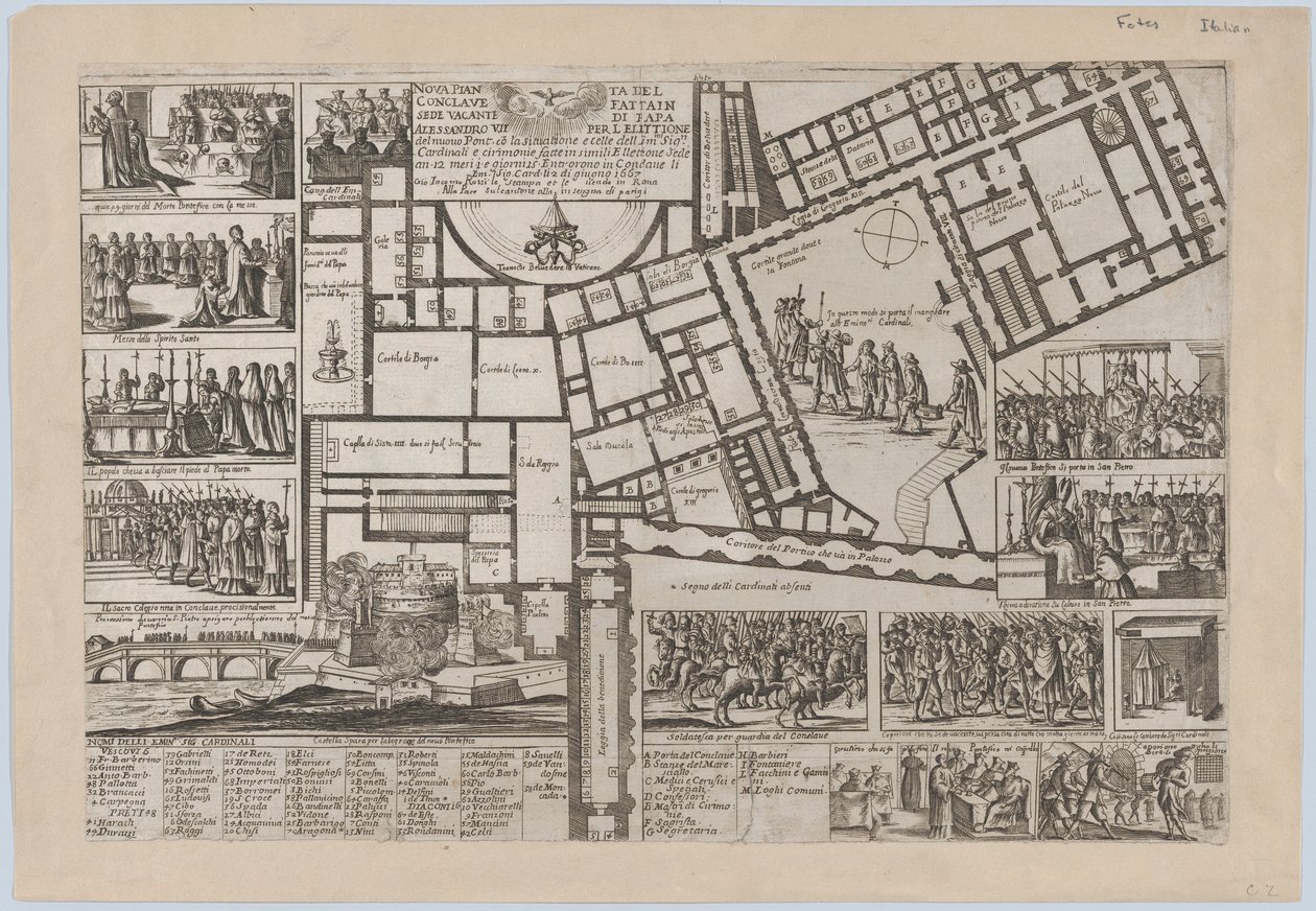 Papal Conclave Following the Death of Pope Alessandro VII by Giovanni Giacomo De Rossi