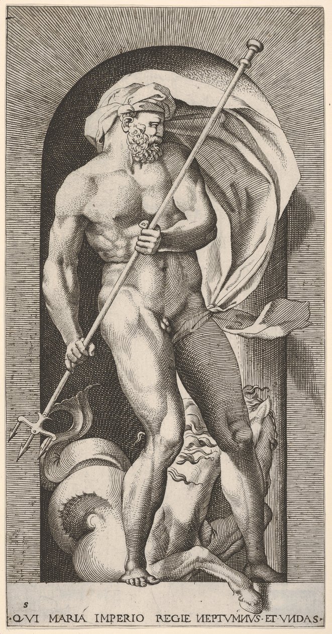 Neptune Standing in a Niche Holding a Trident by Giovanni Jacopo Caraglio