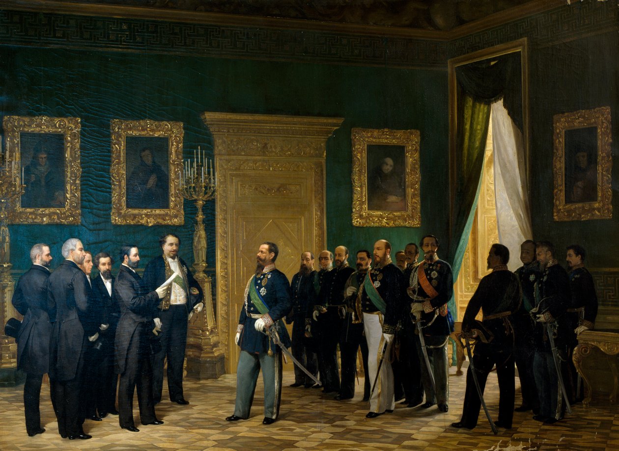 Victor Emmanuel II receiving Tuscan representatives with the decree of annexation to the Kingdom of Italy by Giovanni Mochi