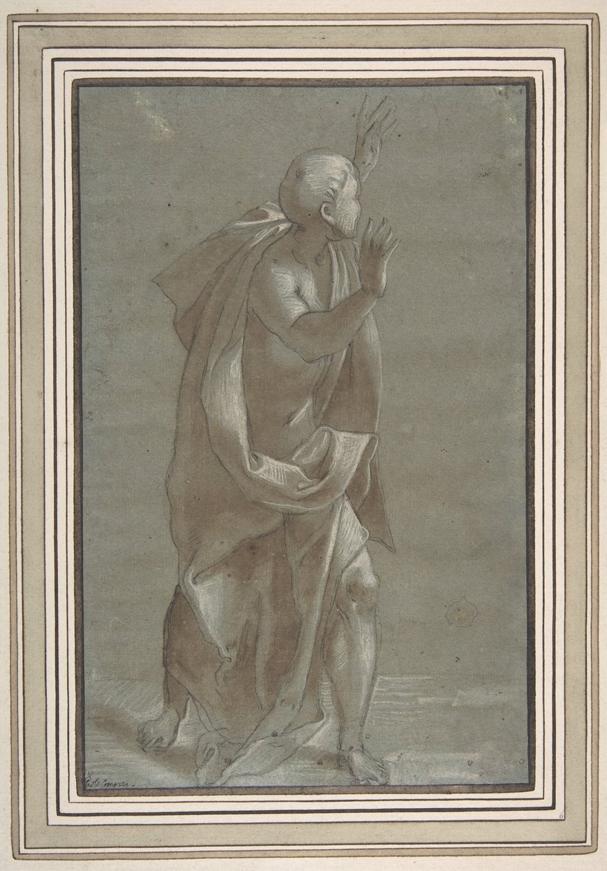 Standing Male Draped Figure with His Hands Raised, 1565-71 by Giovanni Paolo Lomazzo