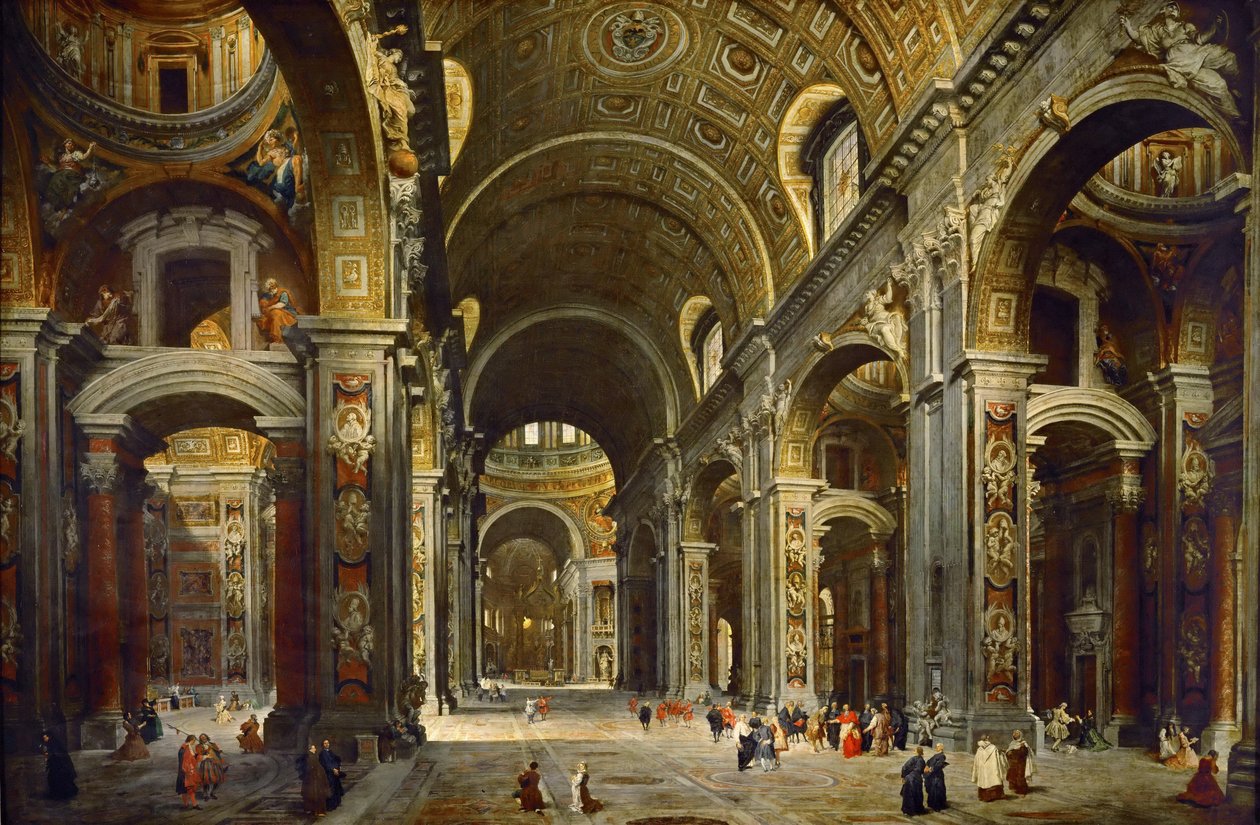 Cardinal Melchior de Polignac Visiting the Basilica of Saint Peter in Rome by Giovanni Paolo Pannini