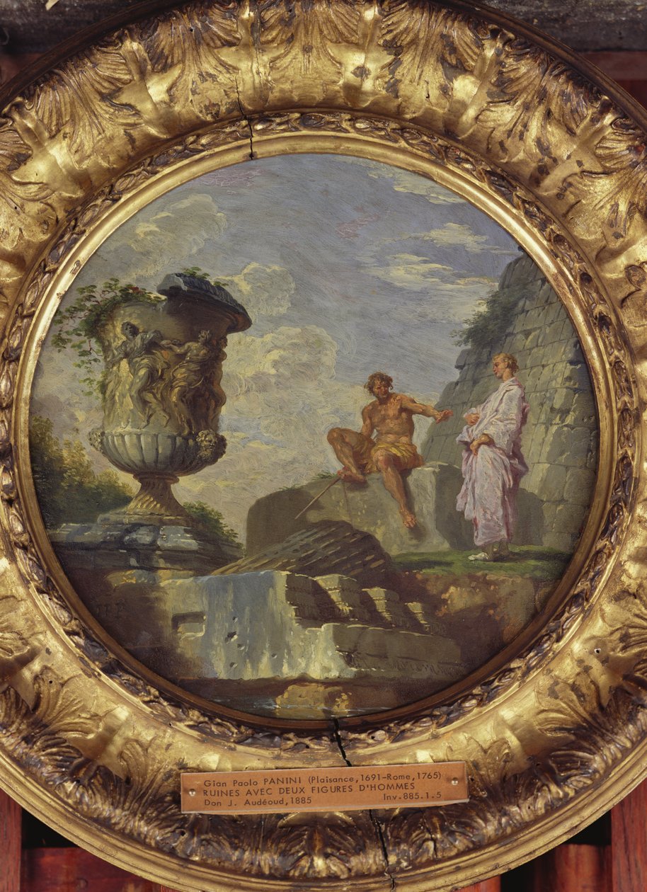 Ruins with Two Men by Giovanni Paolo Pannini