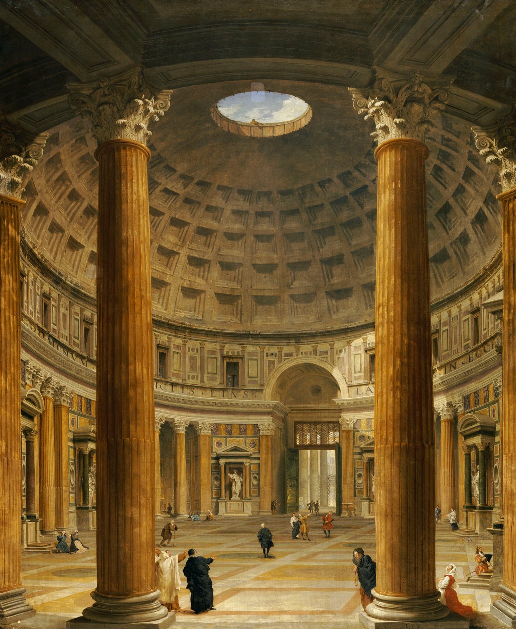 The Interior of the Pantheon, Rome, looking North from the Main Altar to the Entrance, 1732 by Giovanni Paolo Pannini