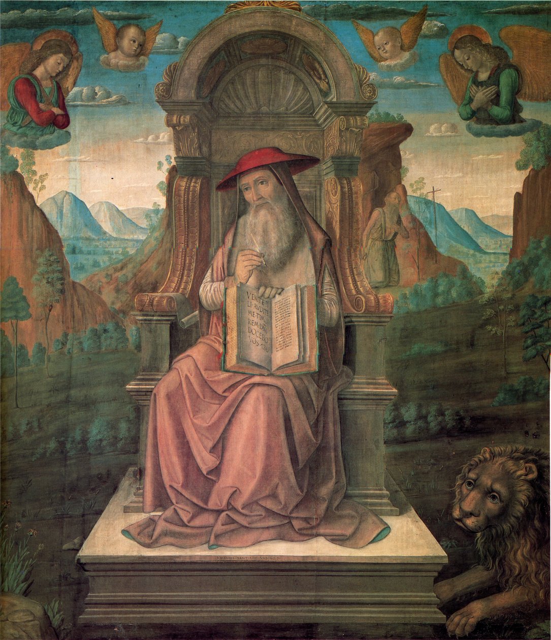 Saint Jerome Enthroned by Giovanni Santi: Fine art print