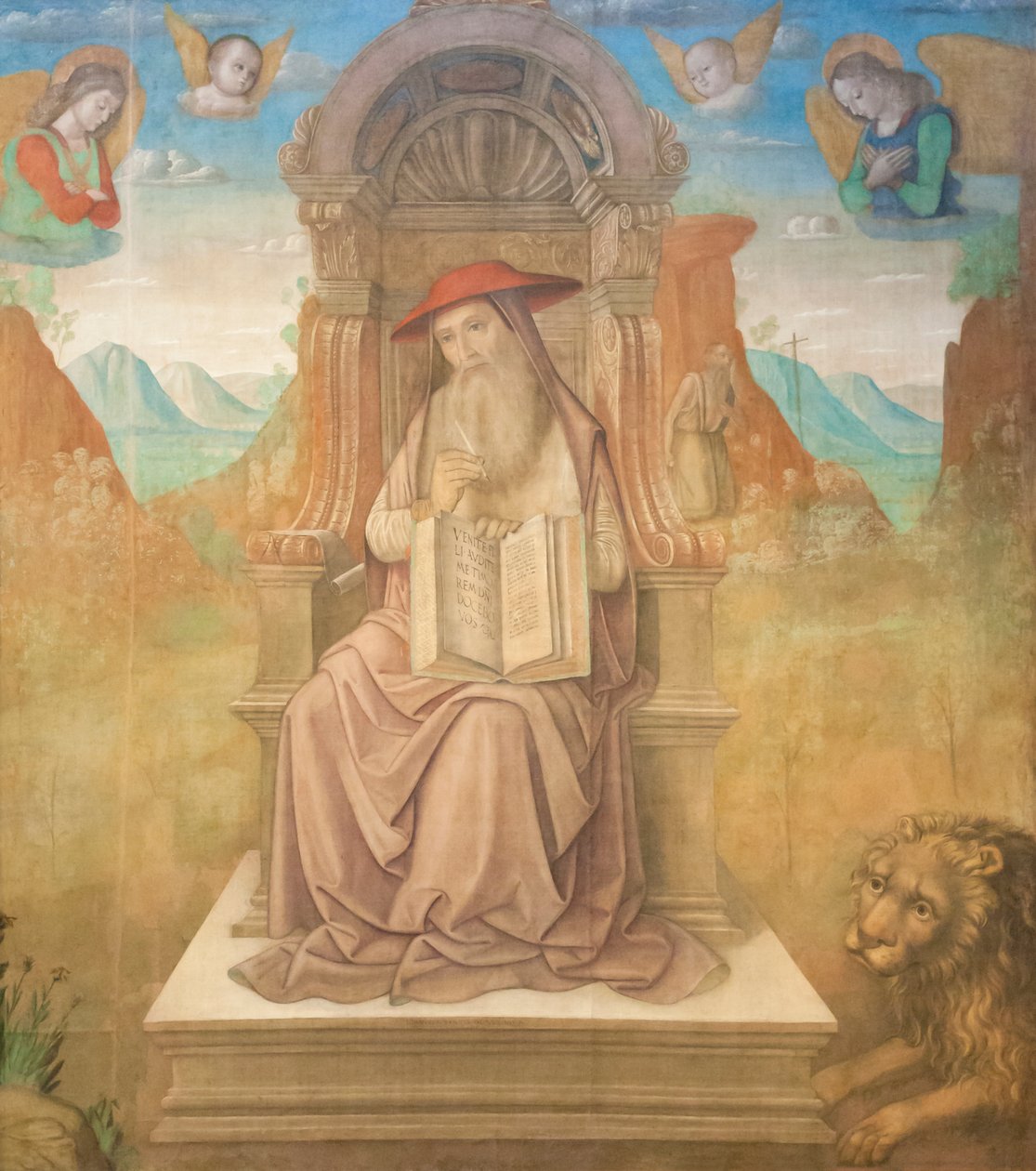 Saint Jerome Enthroned by Giovanni Santi or Sanzio