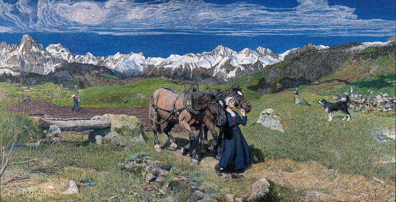 絵画 Spring in the Valley Spring in the Alps, 1897 by Giovanni Segantini
