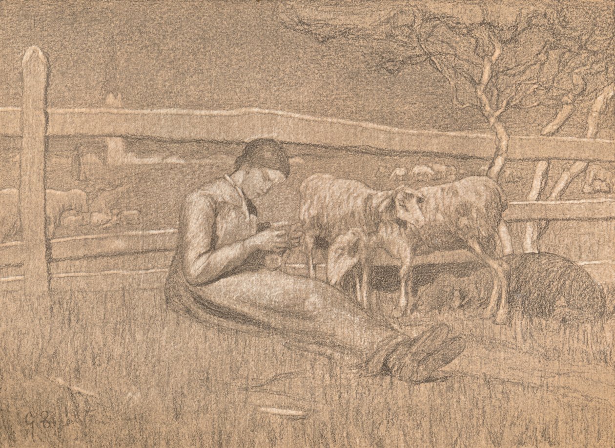 The Shepherdess, c1888 by Giovanni Segantini
