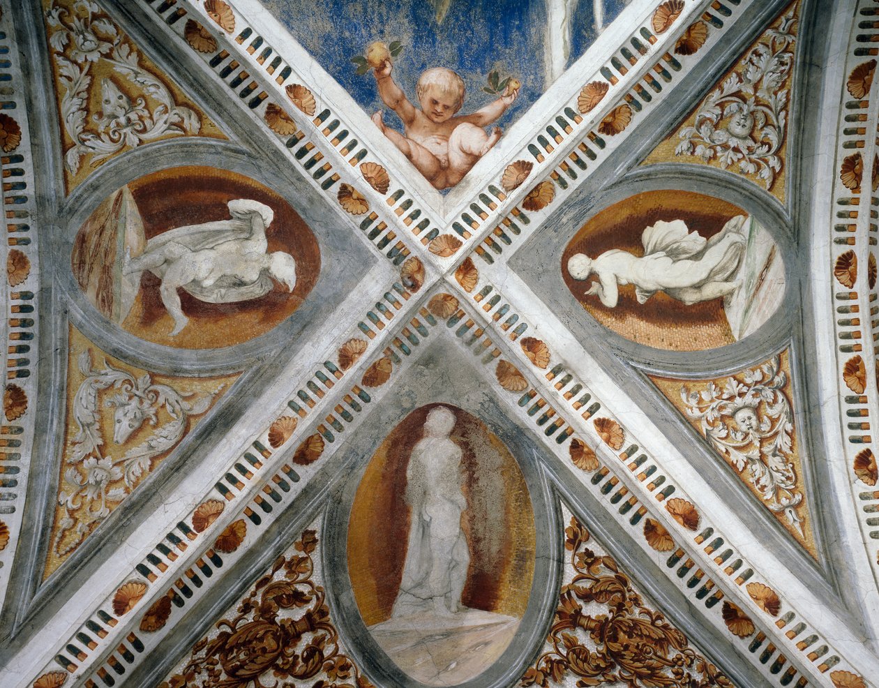 Mosaic Niches and Statues (detail) by Girolamo Romanino