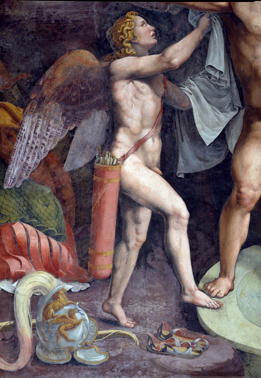 Mars and Venus bathing, with Cupid aiding Mars: (detail) by Giulio Romano
