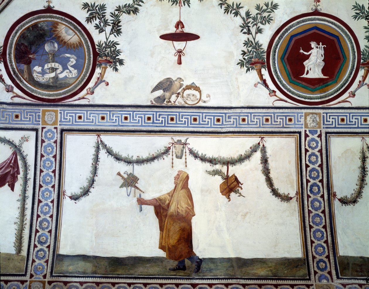 Camera con Fregio di Amorini, Ceiling Depicting a Robed Man and Medici Insignia (detail) by Giulio Romano