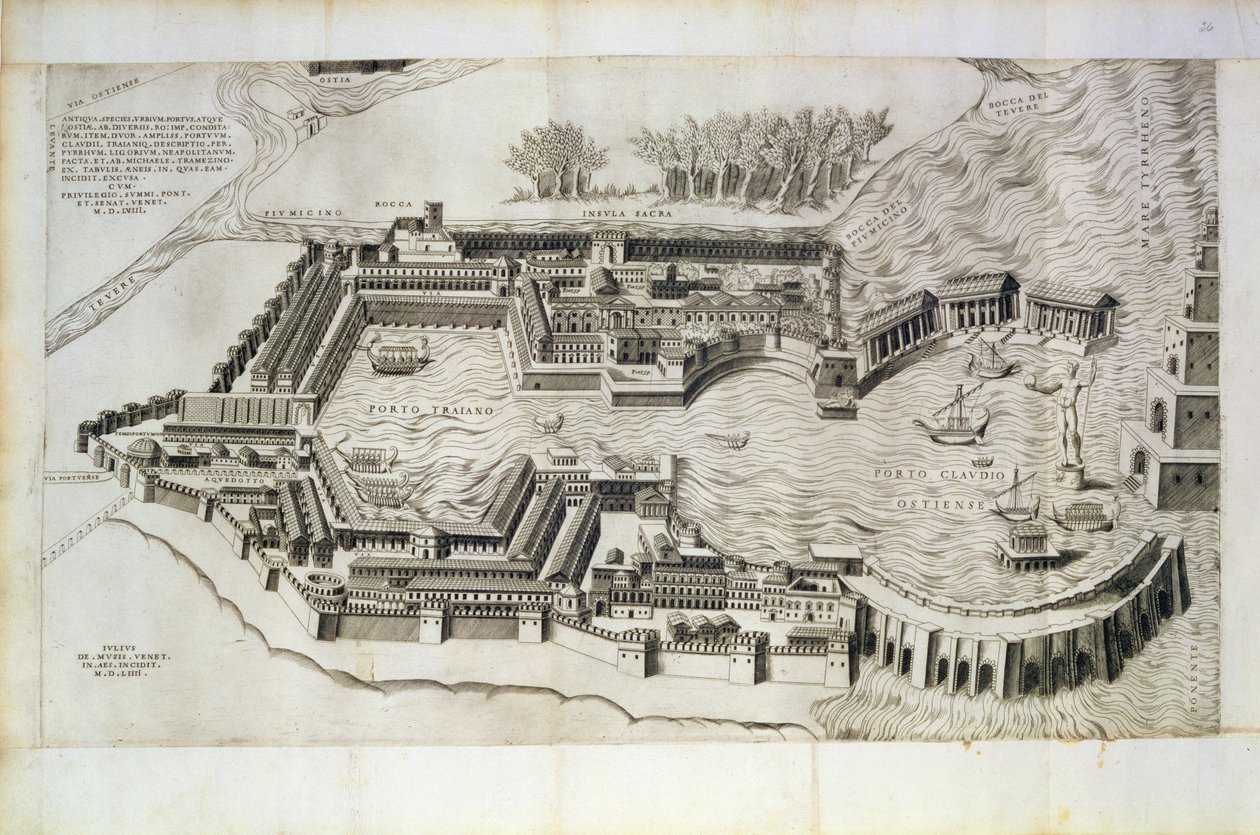 Plan of the Port of Ostia Antica, Engraved by the Artist by Giulio de Musi