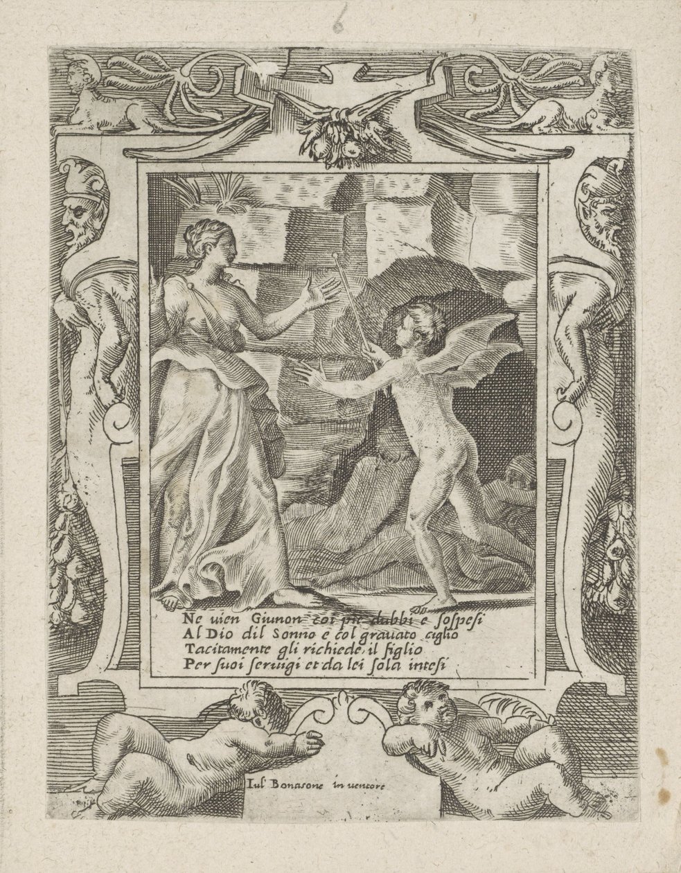 Juno Commands Sleep to Descend on Jupiter (Love, Anger, and Jealousy of Juno series) (Amori sdegni et gielosie di Giunone series) by Giulio Bonasone