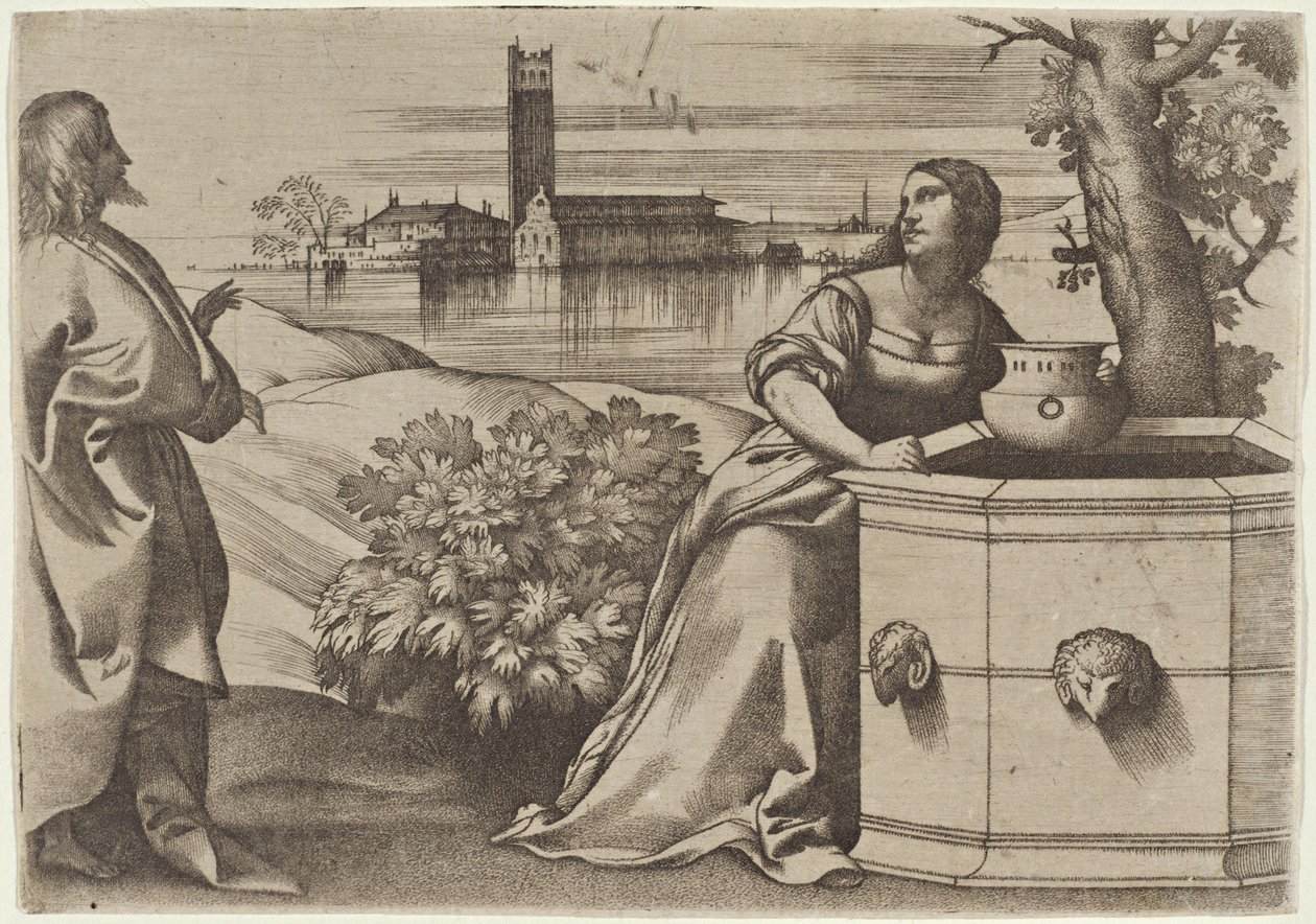 Christ and the Samaritan Woman by Giulio Campagnola