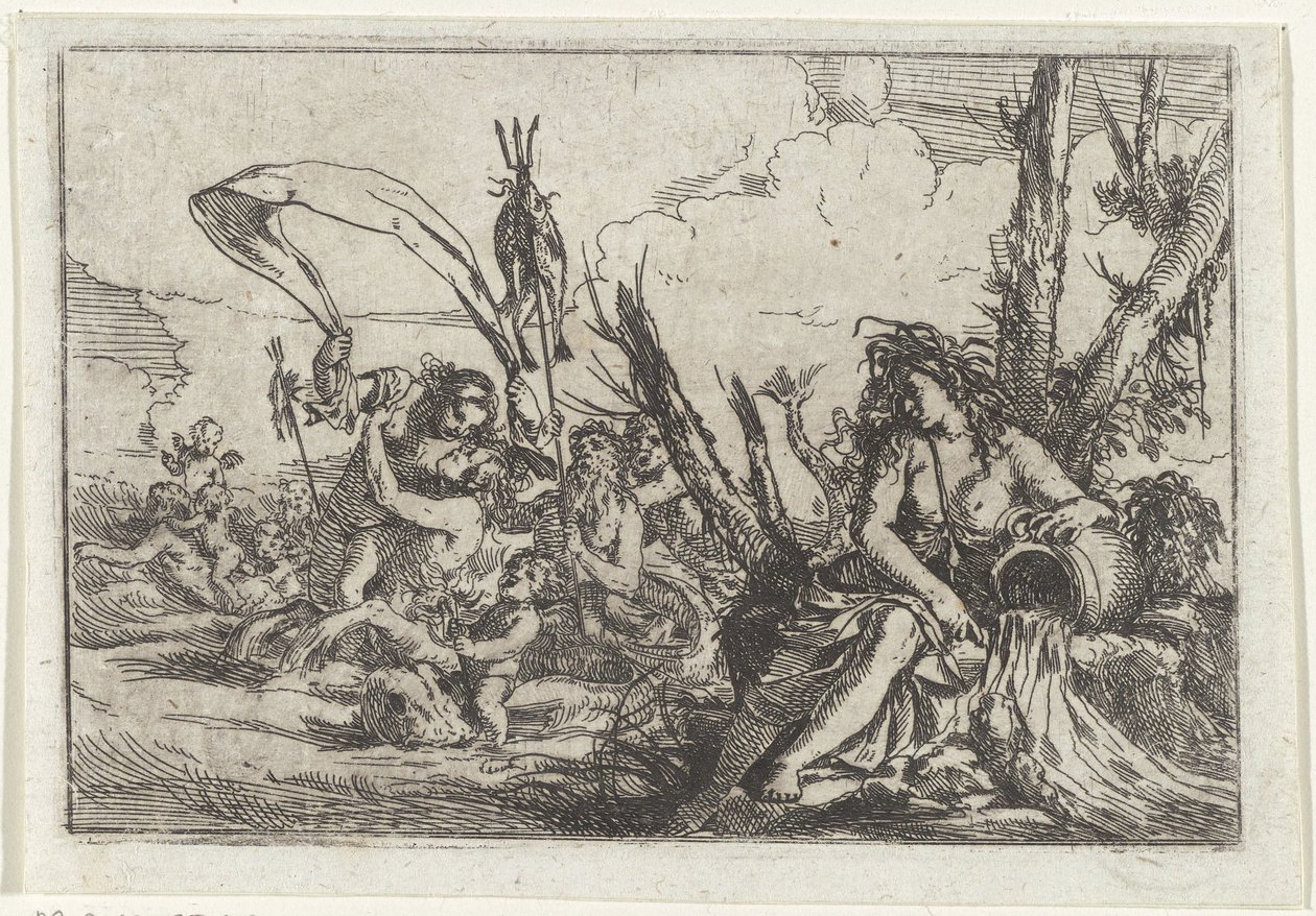 Water Naiad with Water Jug and Tritons The Four Elements (series title) by Giulio Carpioni (I)