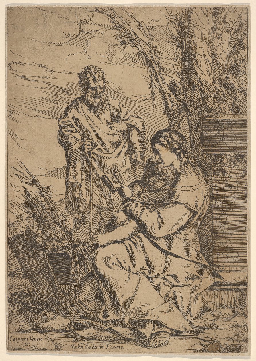 Holy Family with the Virgin Reading by Giulio Carpioni