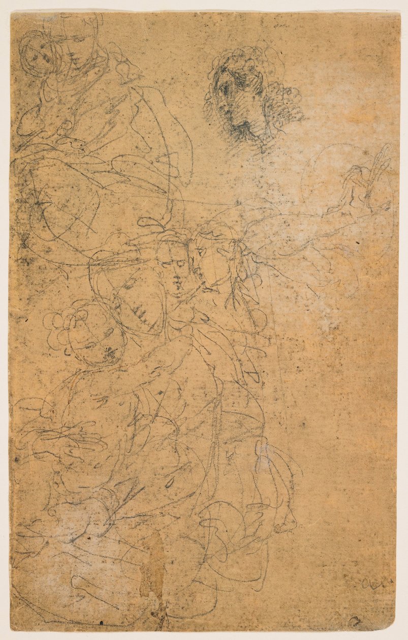 Studies of the Madonna and Child (recto); Kneeling Virgin (verso) by Giulio Cesare Procaccini