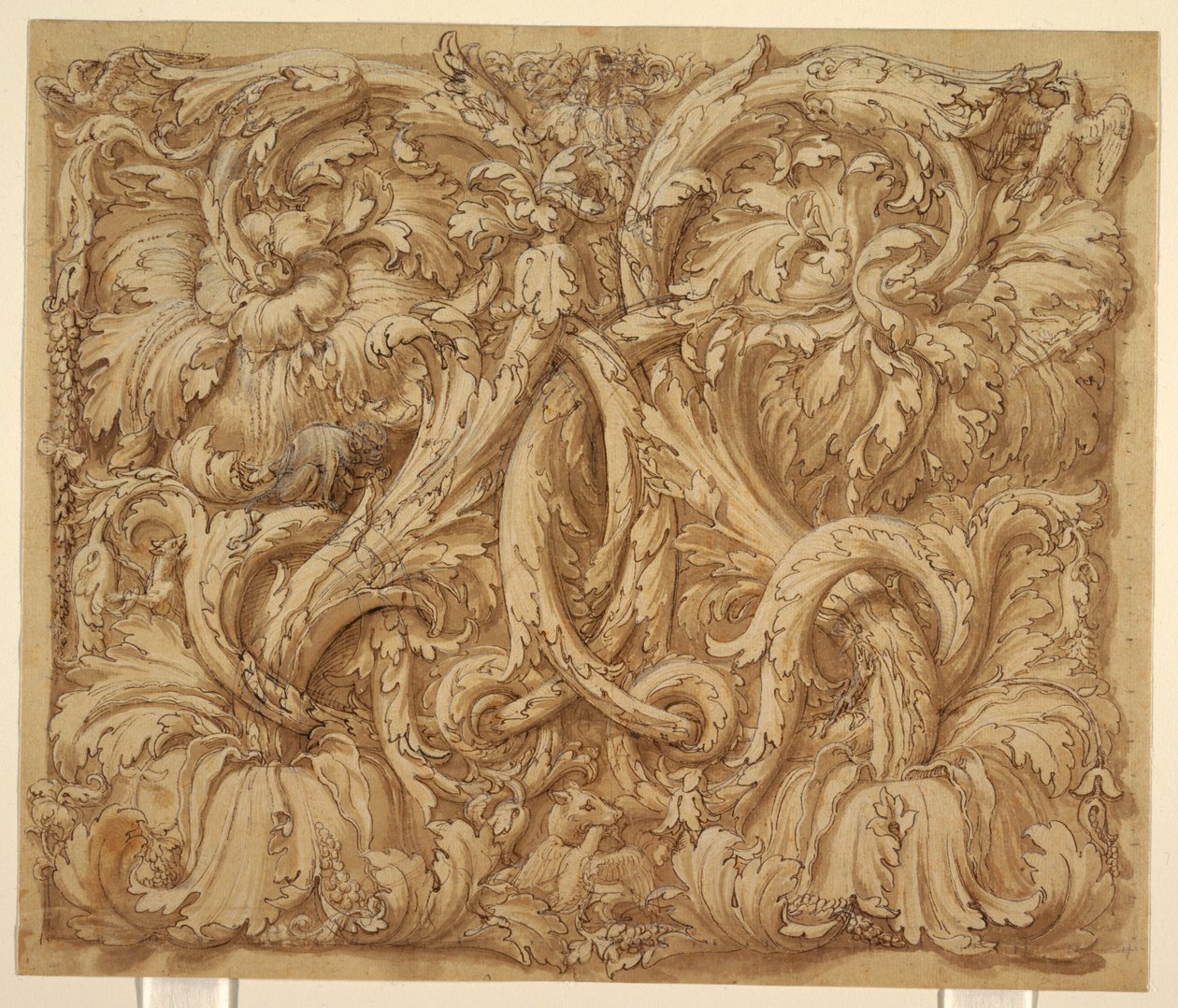 Design for Acanthus Rinceaux with Animals and Birds by Giulio Romano