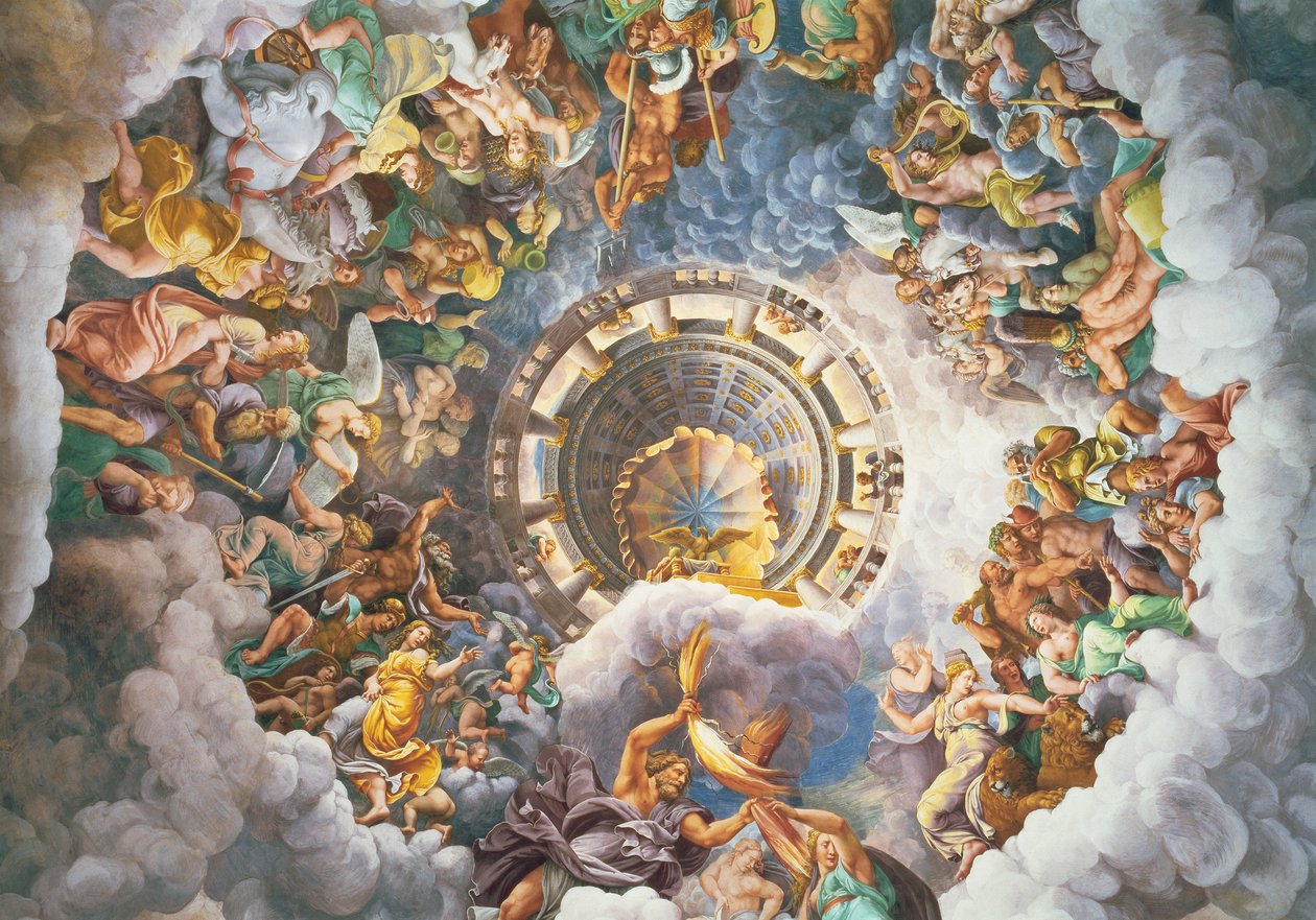The Gods of Olympus, Trompe l'oeil Ceiling from the Sala dei Giganti