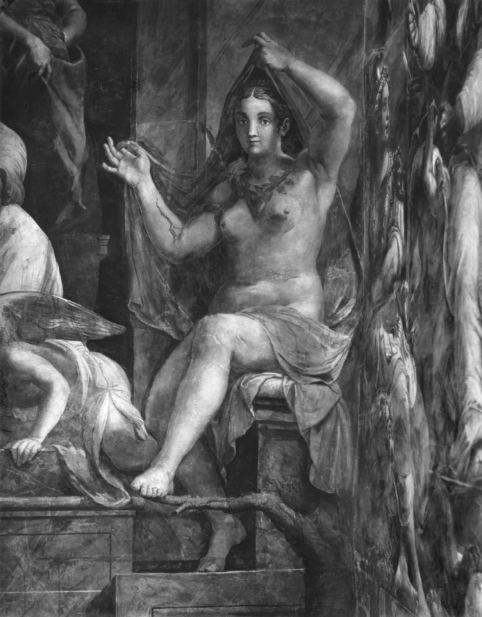 Truth, One of the Two Virtues Surrounding Pope St. Leo I the Great (c.390-461) Raphael Rooms (detail) by Giulio Romano