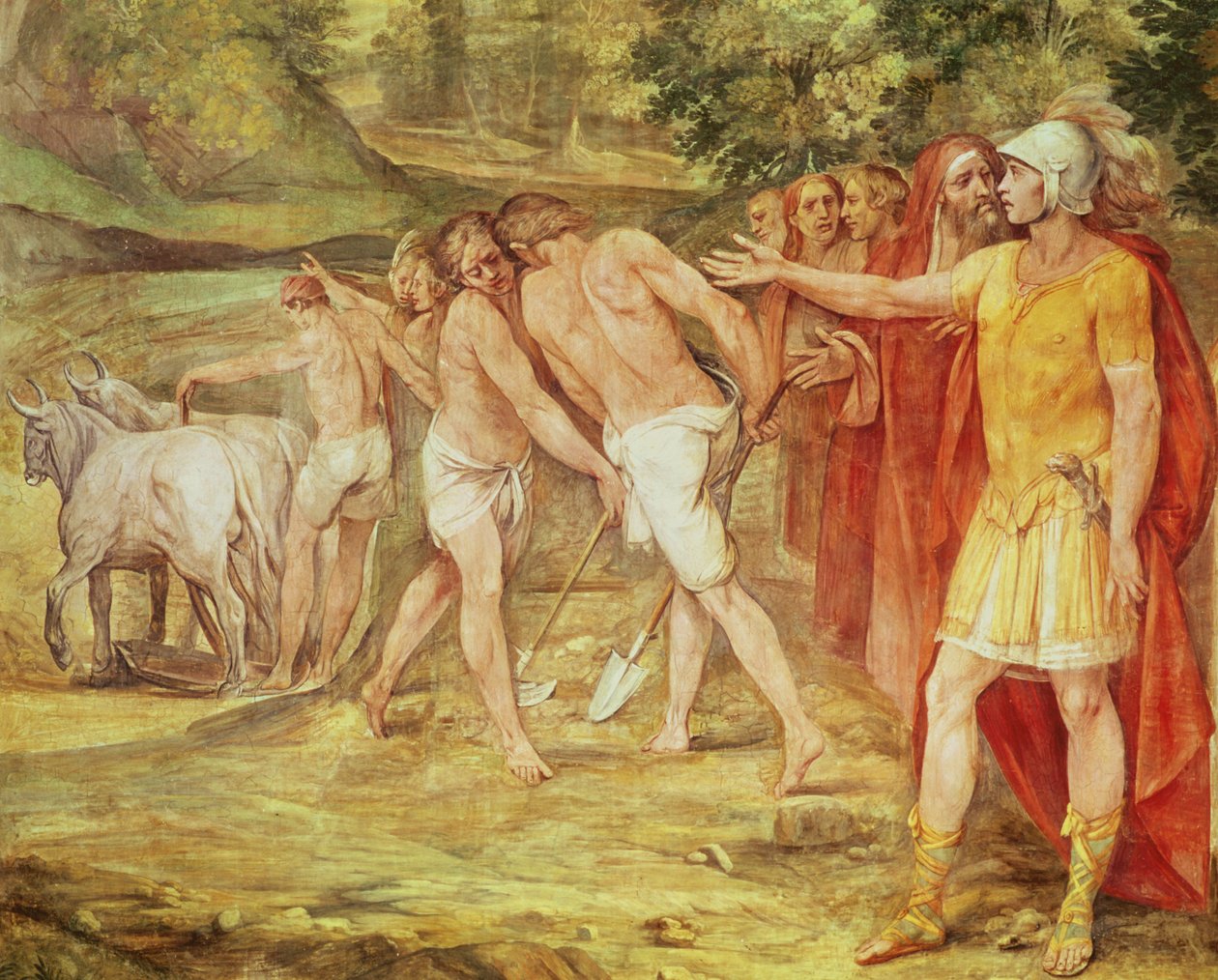 Romulus marking the limits of Rome, from the Sala dei Horatii e Curatii by Giuseppe Cesari