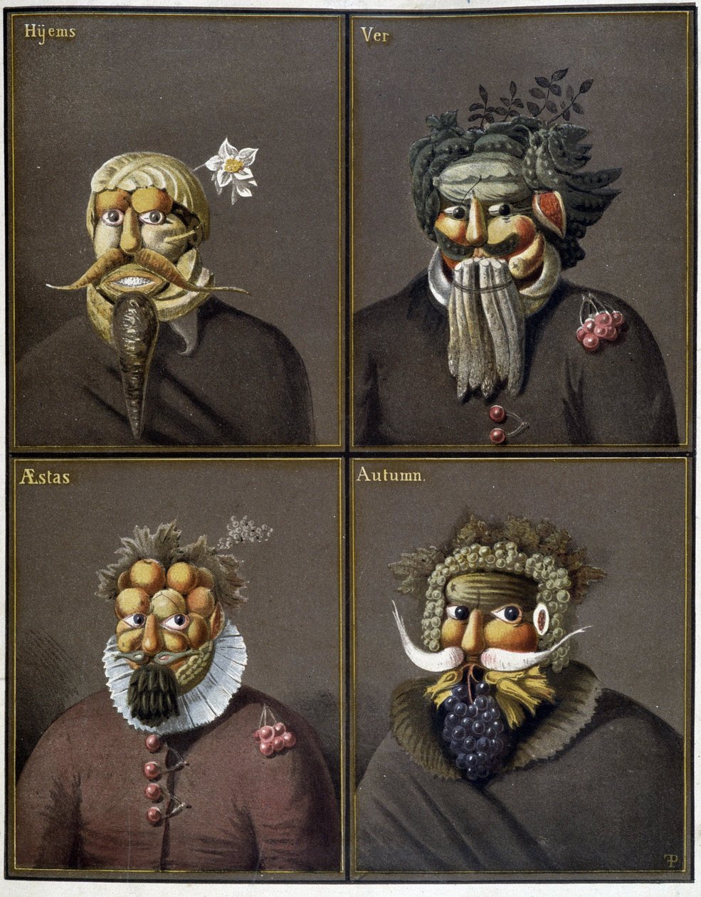 The four seasons: men with vegetable heads in the way of Giuseppe Arcimboldo by Giuseppe (style of) Arcimboldo