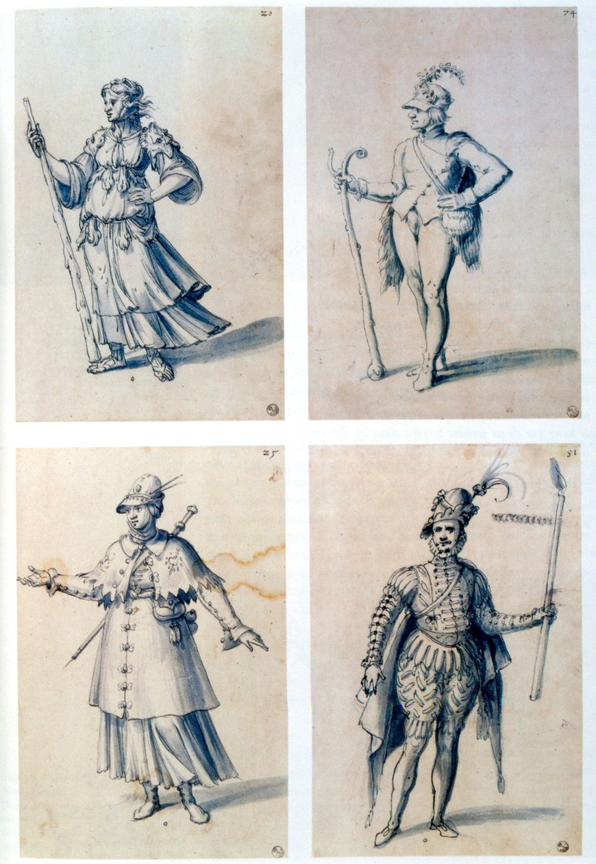 Costume Designs for Allegorical Characters, 16th Century