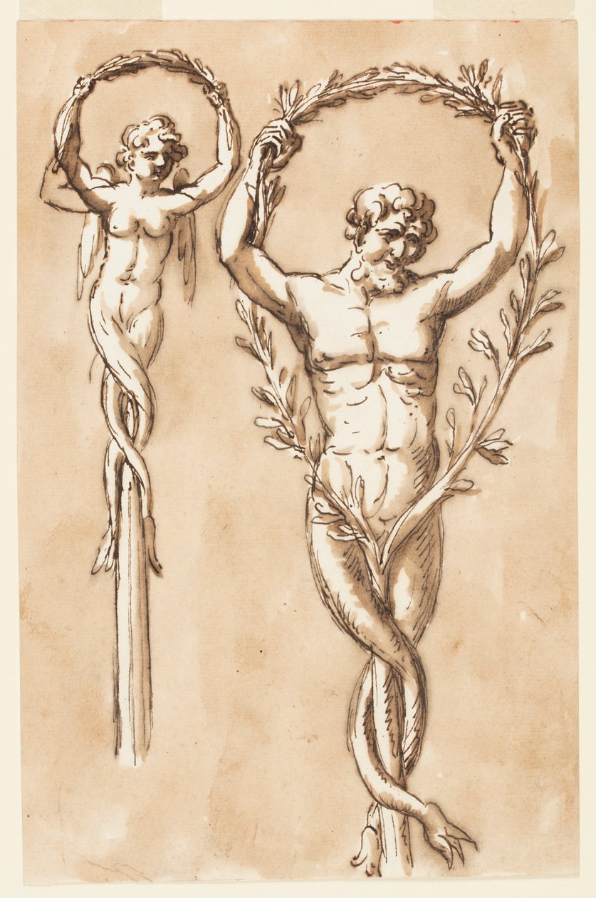 Two Figures as Crests of Poles by Giuseppe Barberi