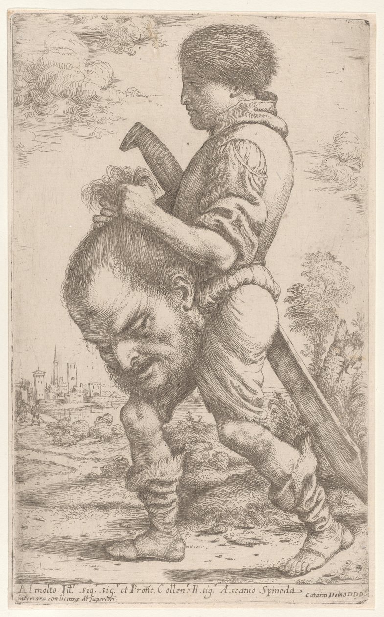 David Carrying the Head of Goliath, Which He Holds by the Hair by Giuseppe Caletti