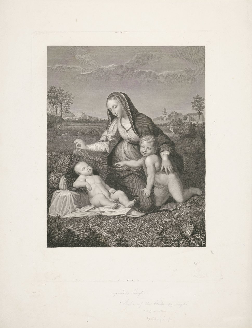 Mary with Child and Young John the Baptist in a Landscape (Madonna del Velo) by Giuseppe Longhi