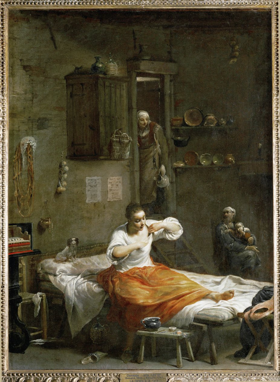 The Woman with the Flea - Searching for Fleas by Giuseppe Maria (1665 1747) Crespi
