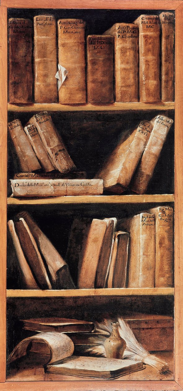 Still Life with music books. Painting by Giuseppe Maria Crespi dit lo Spagnolo 1715 by Giuseppe Maria Crespi