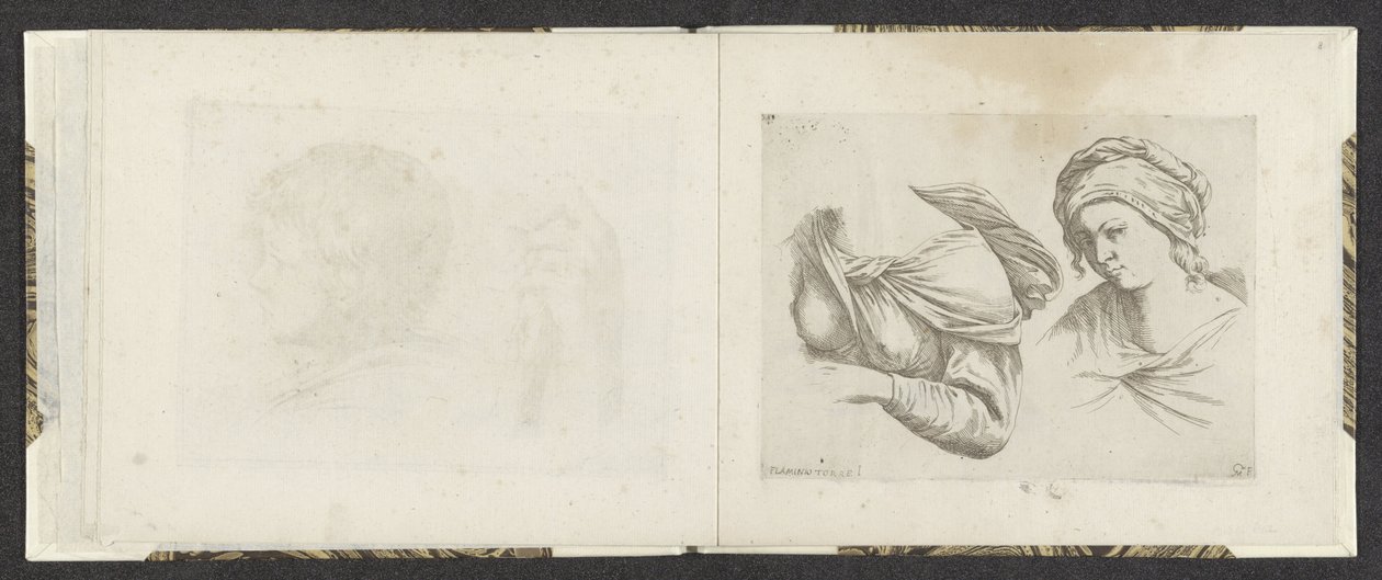 Upper Body of a Woman and Bust of a Woman (Tekenvoorbeelden) by Giuseppe Maria Mitelli