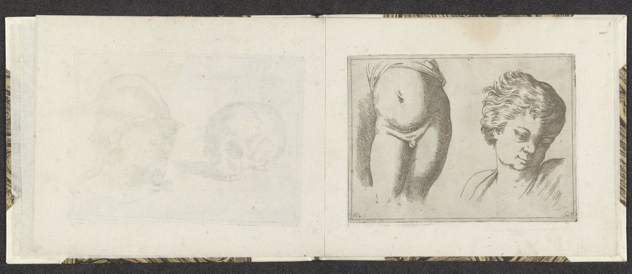 Naked lower body and head of a child by Giuseppe Maria Mitelli