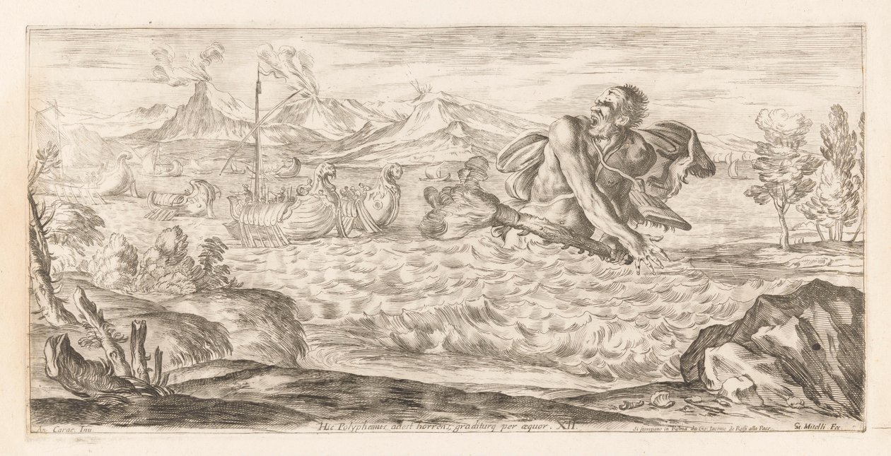 Polyphemus Pursues the Fleet of Aeneas (series title) by Giuseppe Maria Mitelli